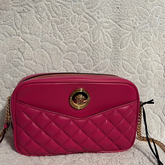 Versace La Medusa icon logo quilted nappa leather Barbie pink crossbody bag NEW - Picture 3 of 7